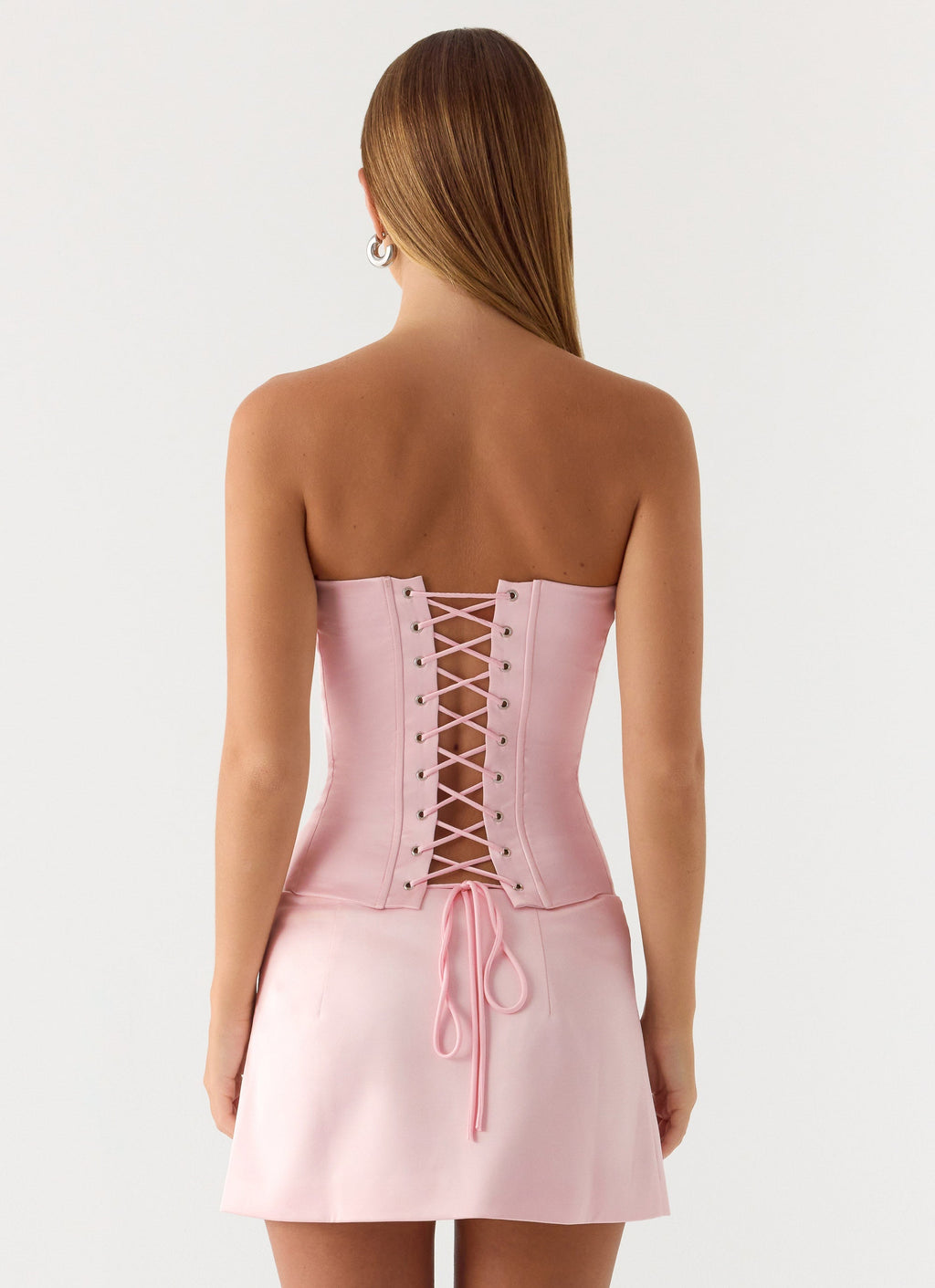 Fused Satin Low-Rise Mini Skirt - Petal Pink