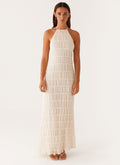 Halter Neck Lace-Trim Maxi Dress - Ivory