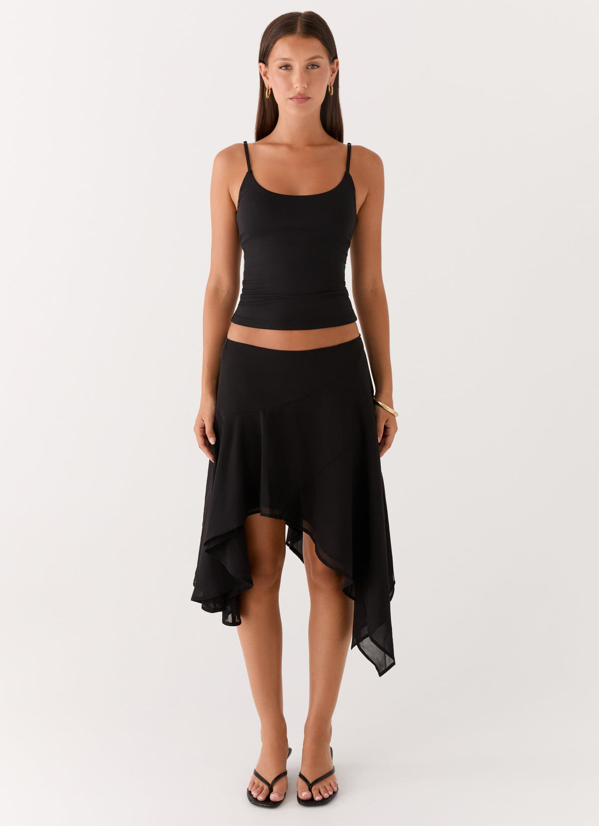 Low-Back Stretch Jersey Tank Top - Black