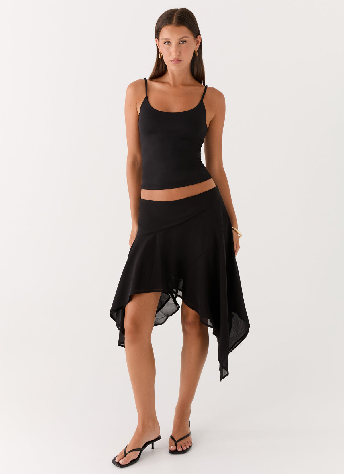 Low-Back Stretch Jersey Tank Top - Black