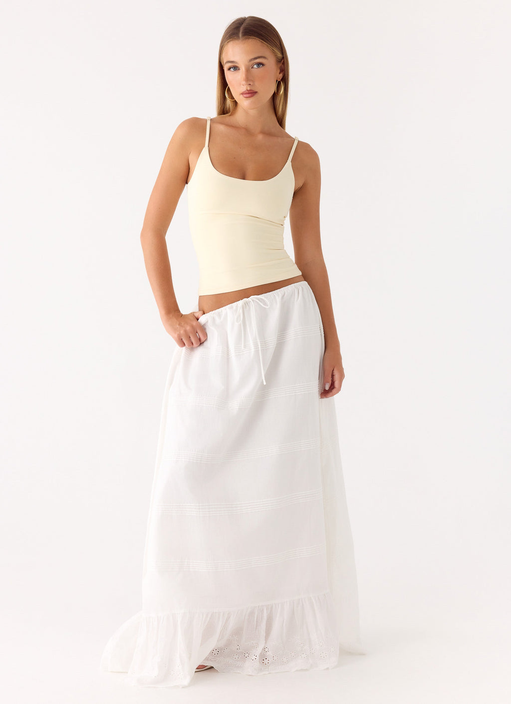 Low-Back Stretch Jersey Tank Top - Yellow