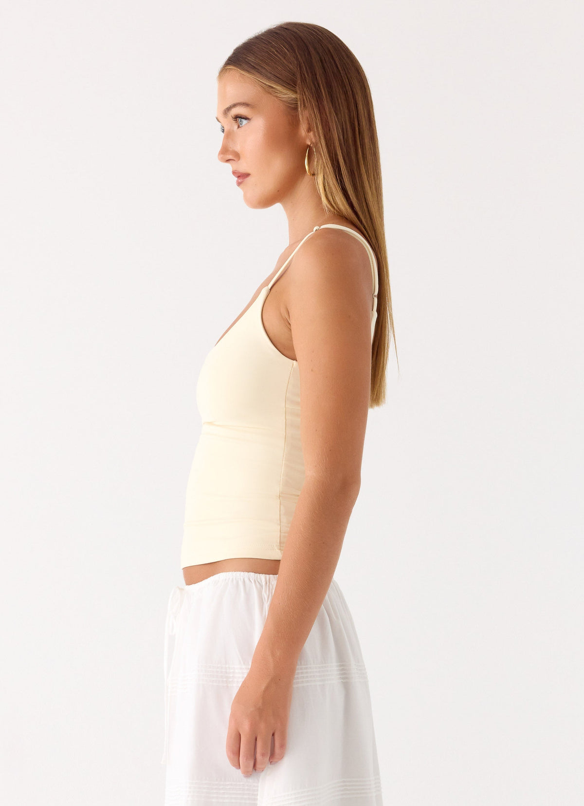 Low-Back Stretch Jersey Tank Top - Yellow