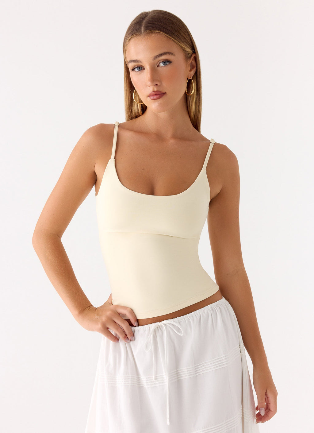 Low-Back Stretch Jersey Tank Top - Yellow