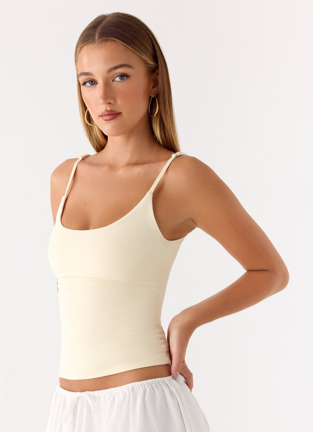 Low-Back Stretch Jersey Tank Top - Yellow