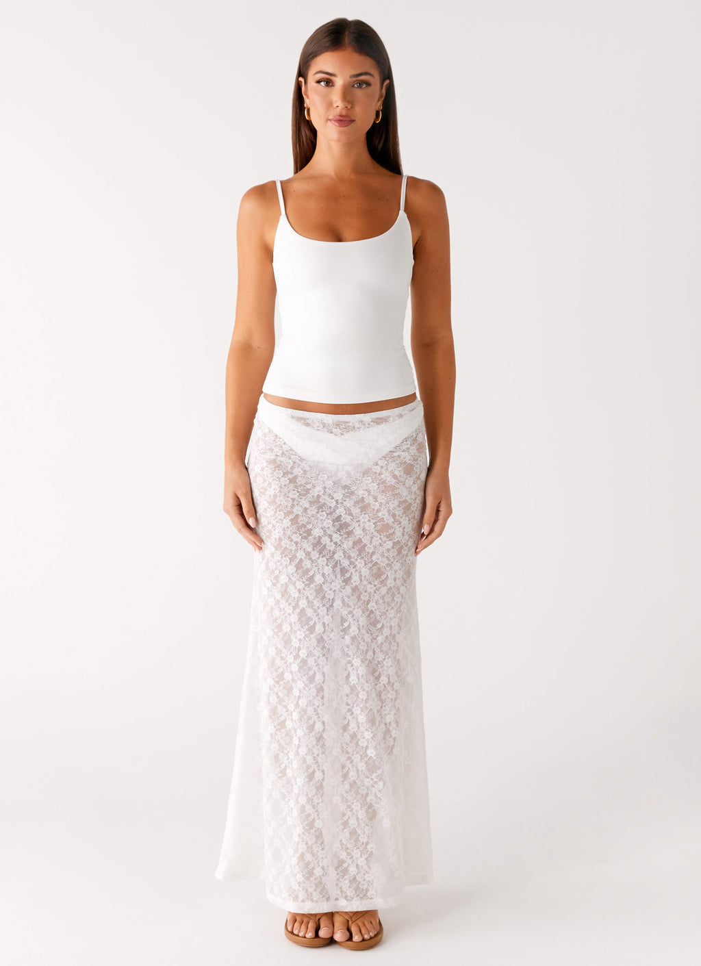 Low-Back Stretch Jersey Tank Top - White
