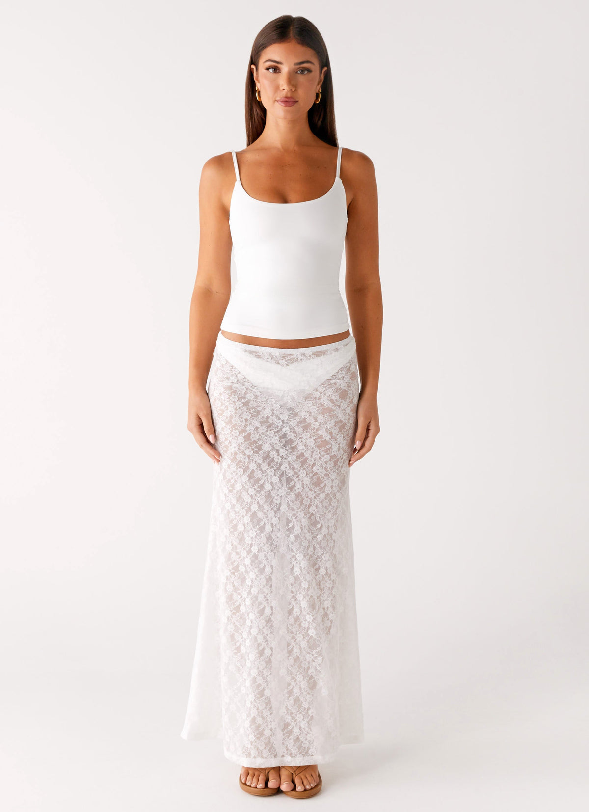 Low-Back Stretch Jersey Tank Top - White