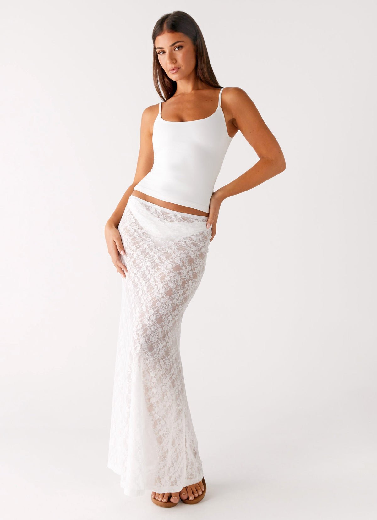 Low-Back Stretch Jersey Tank Top - White