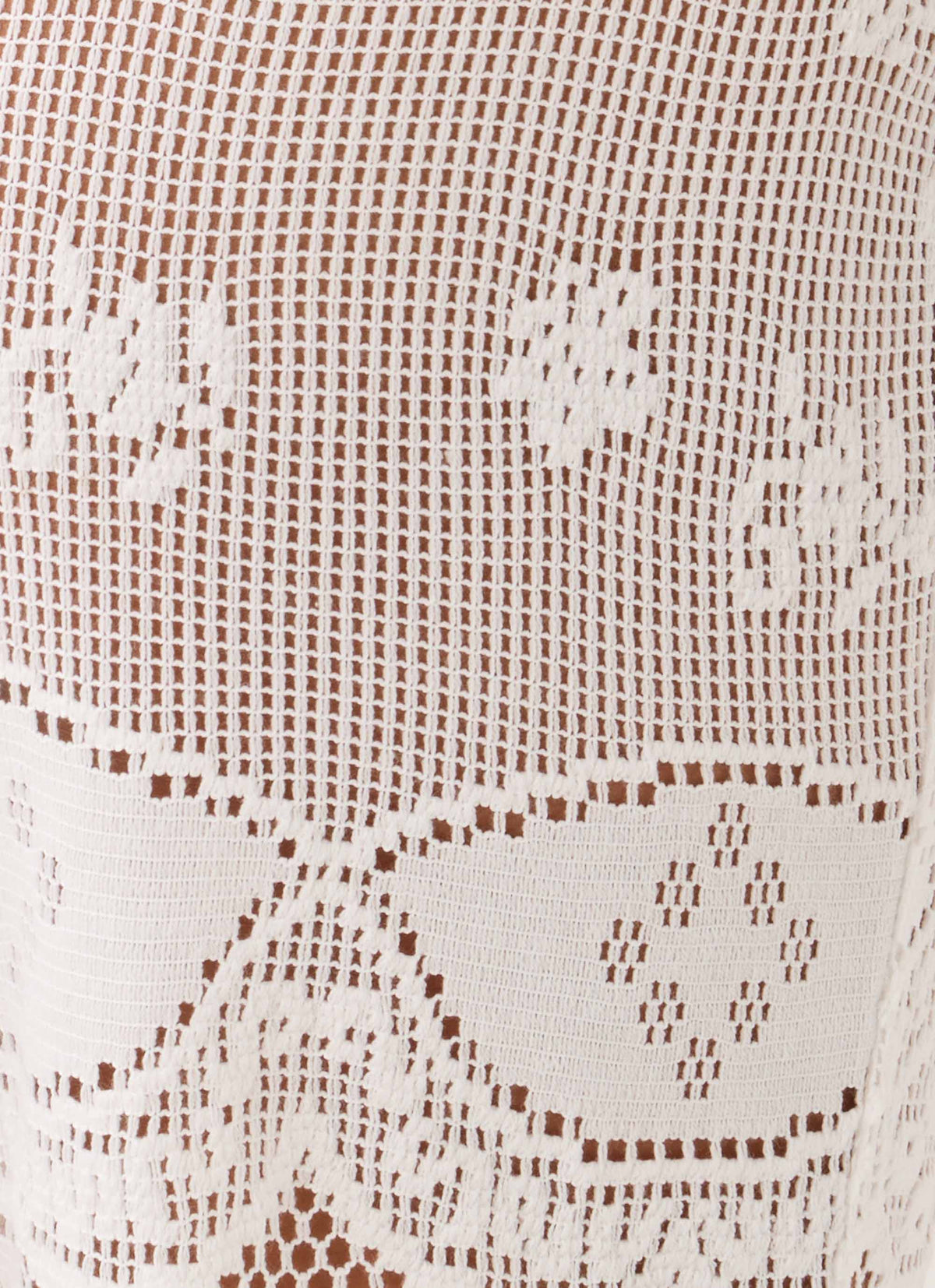 Low-Rise Sheer Lace Flare Trousers - White