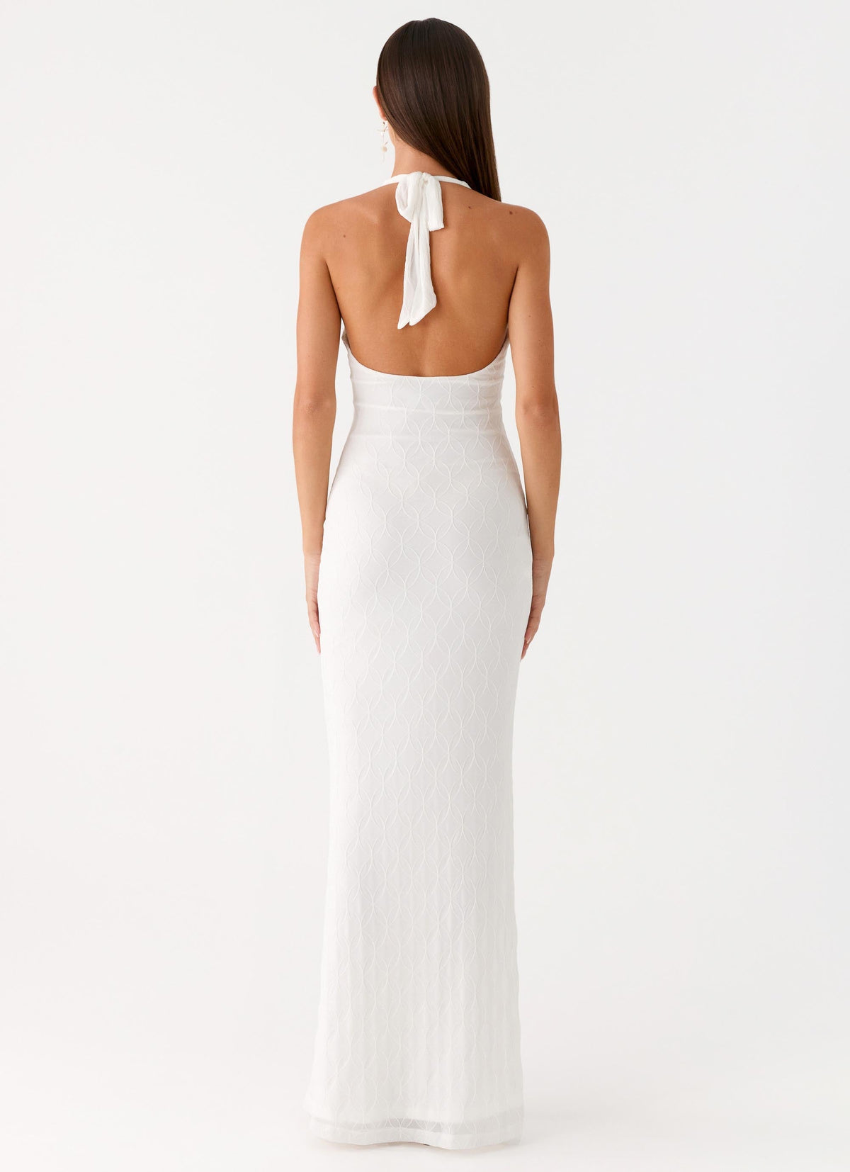 Open-Back Ruched Maxi Dress - White