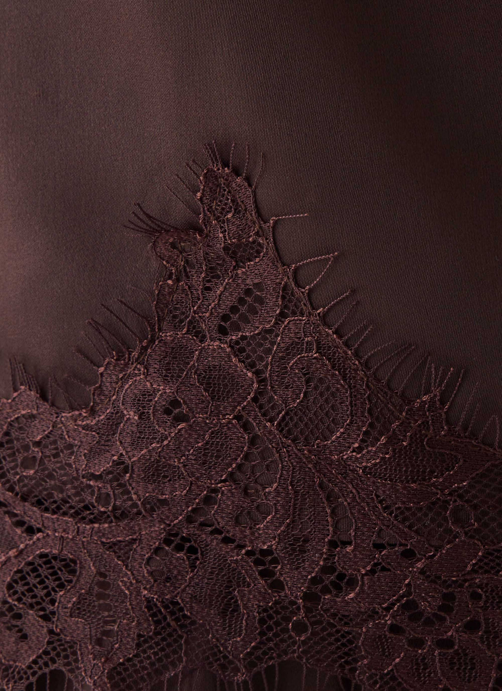 Satin Lace-Trim Cami Top - Chocolate