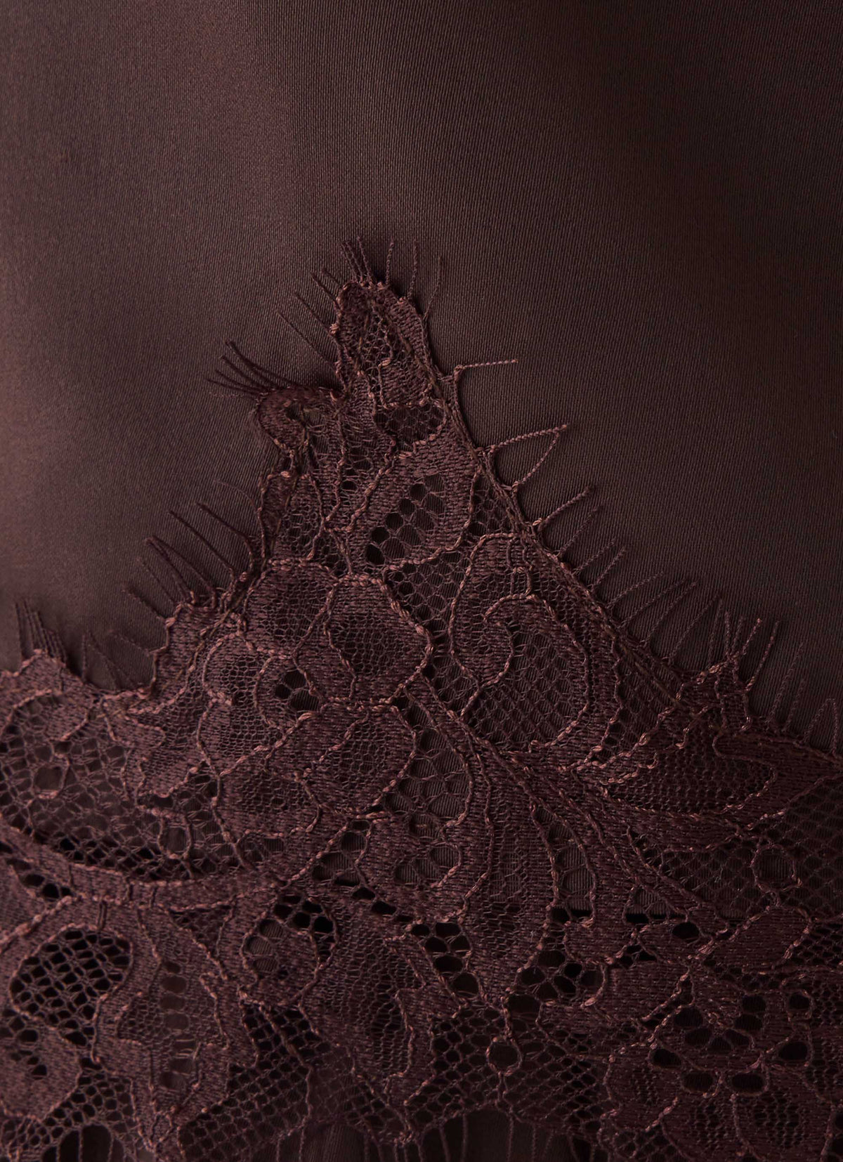 Satin Lace-Trim Cami Top - Chocolate