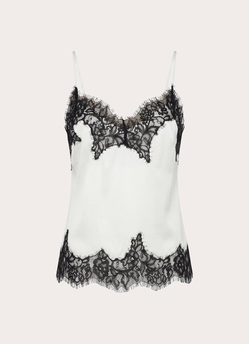 Satin Lace-Trim Cami Top - Cream