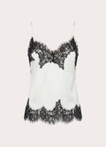 Satin Lace-Trim Cami Top - Cream
