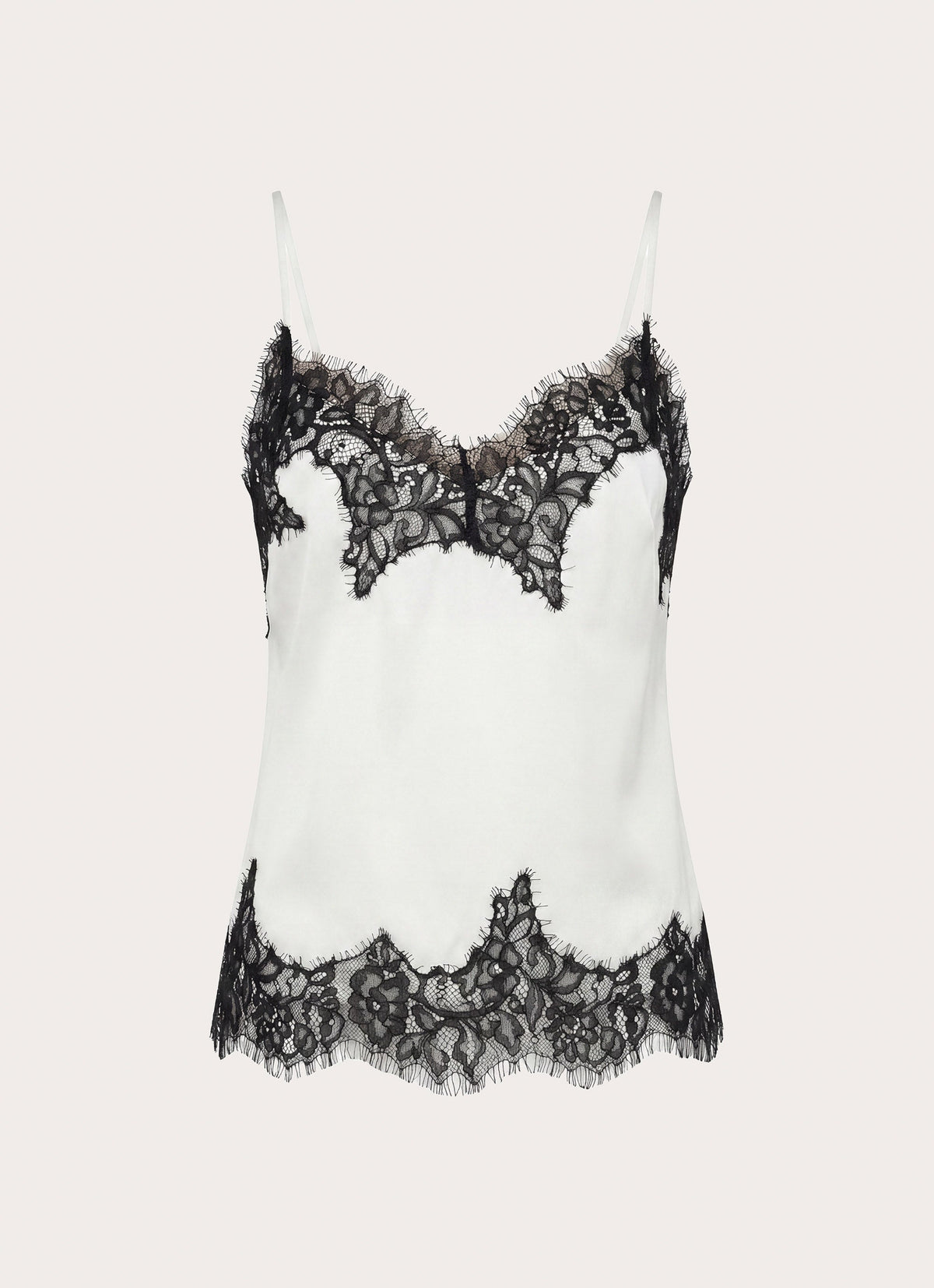 Satin Lace-Trim Cami Top - Cream