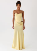 Strapless Corset Bustier Maxi Dress - Yellow