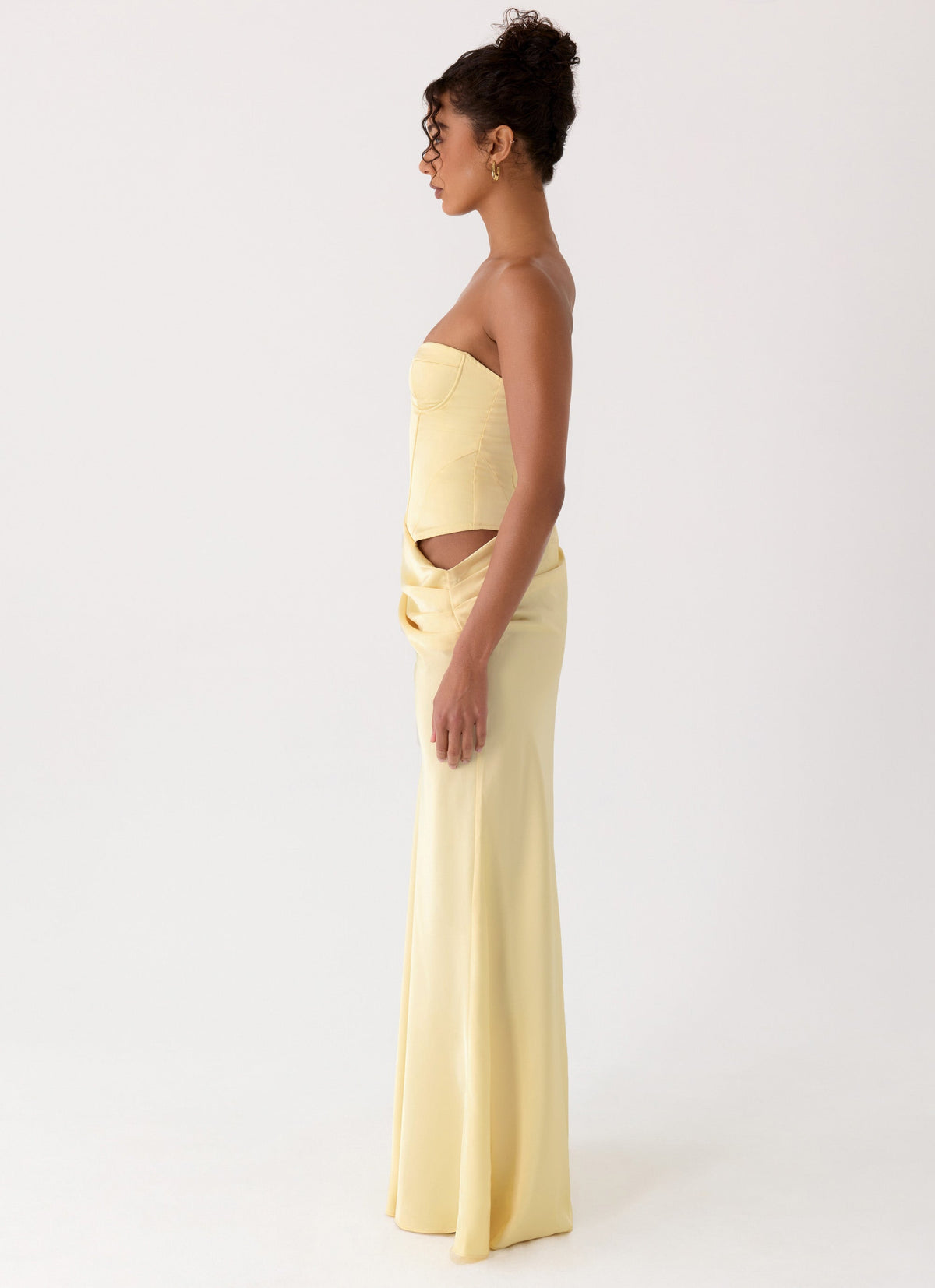Strapless Corset Bustier Maxi Dress - Yellow