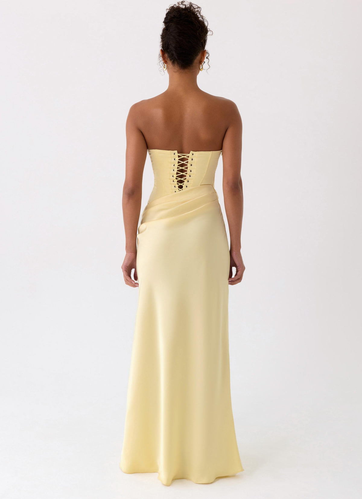 Strapless Corset Bustier Maxi Dress - Yellow