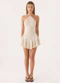 Halterneck Tiered Ruffle Mini Dress