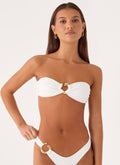 Strapless Bikini Top with Ring Hardware - White