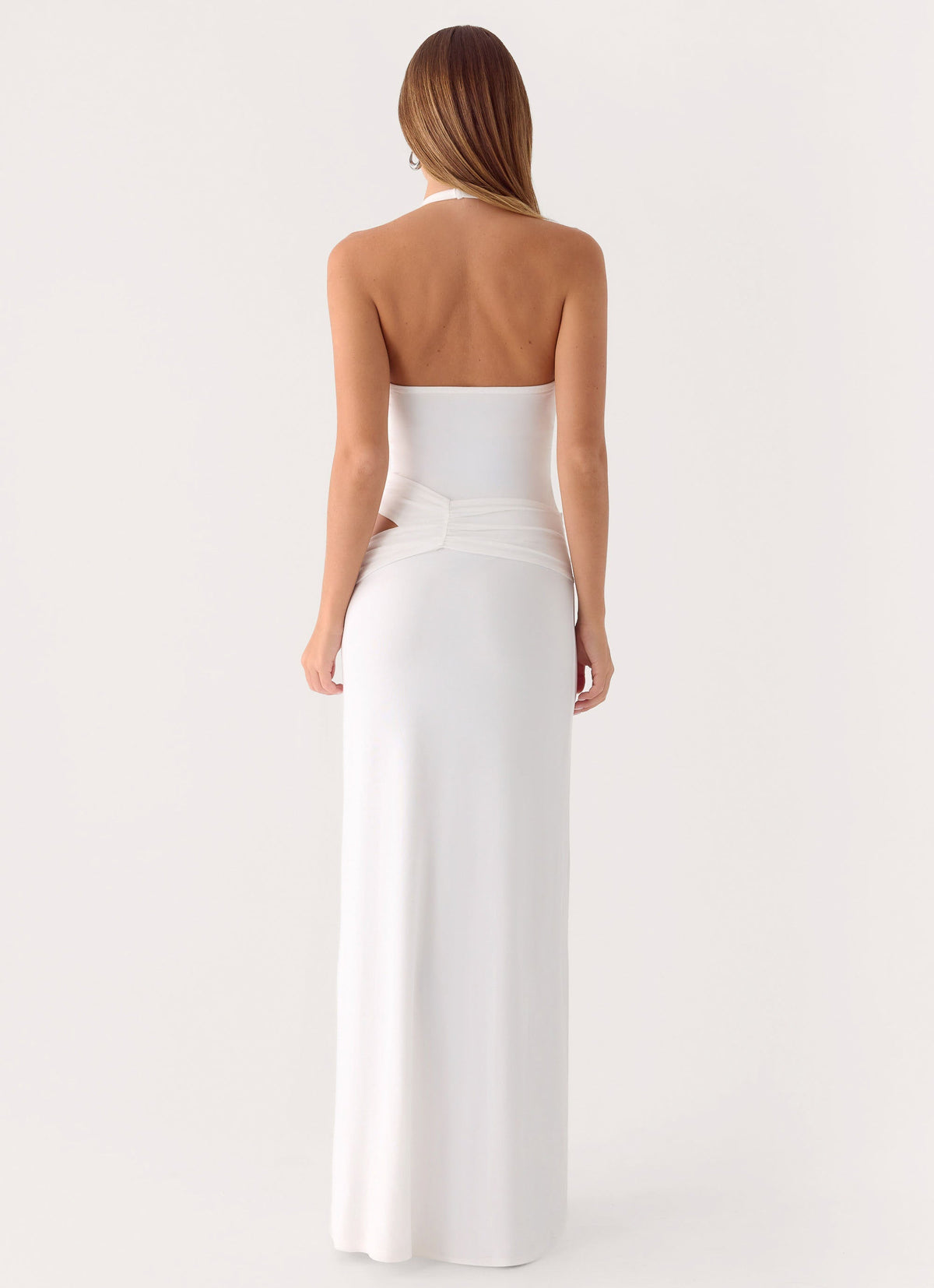 Halterneck Cut-Out Maxi Dress - White