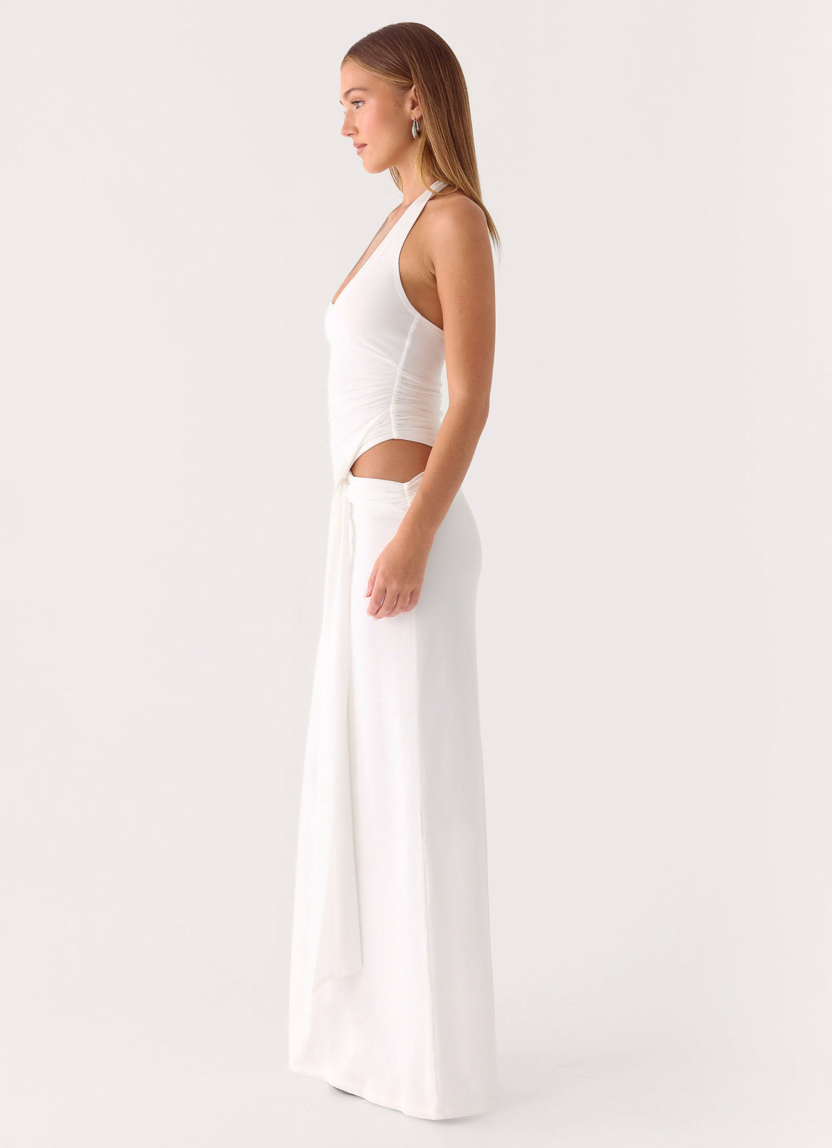 Halterneck Cut-Out Maxi Dress - White
