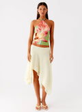 Low-Rise Asymmetrical Midi Skirt - Yellow