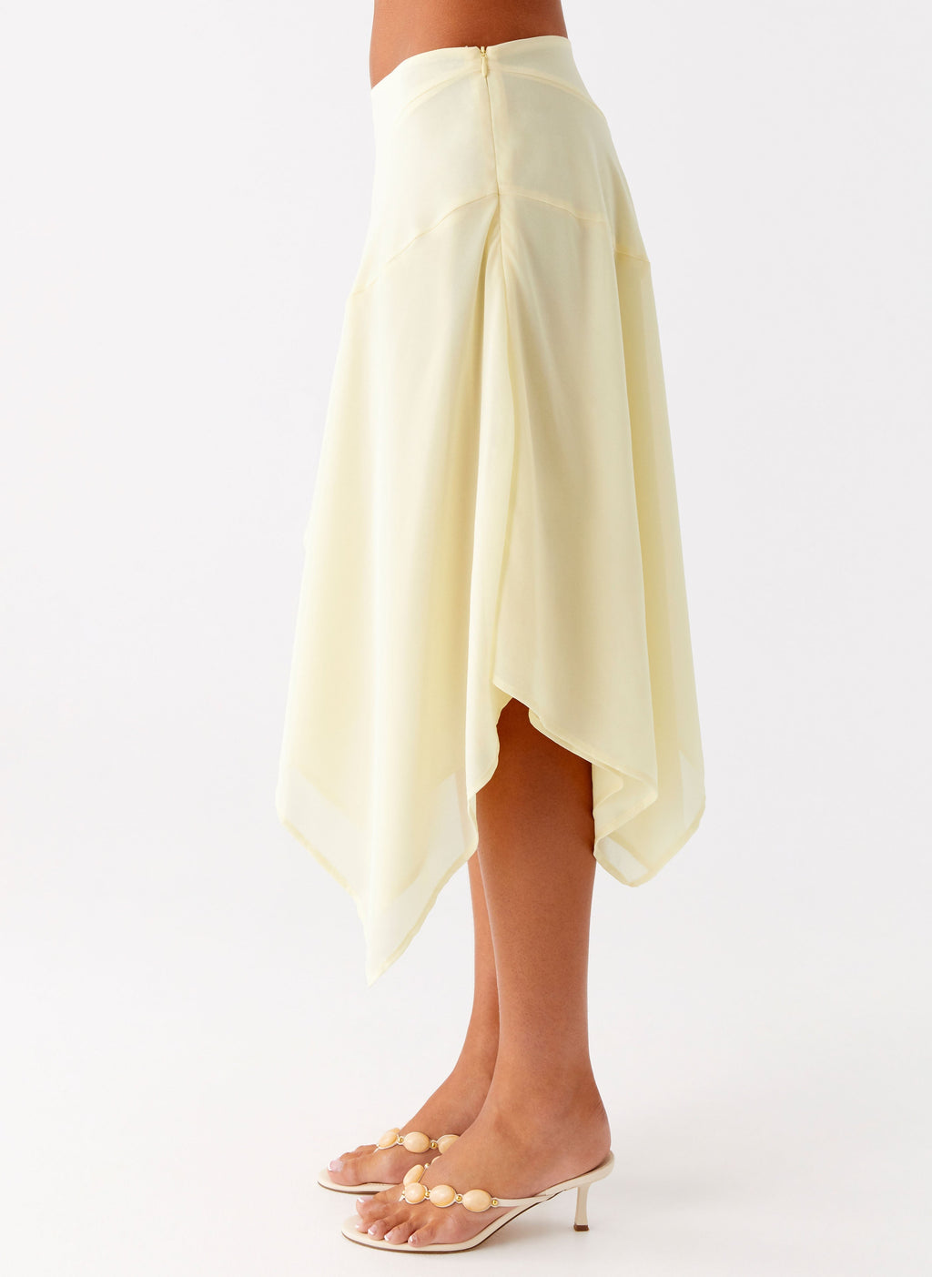 Low-Rise Asymmetrical Midi Skirt - Yellow