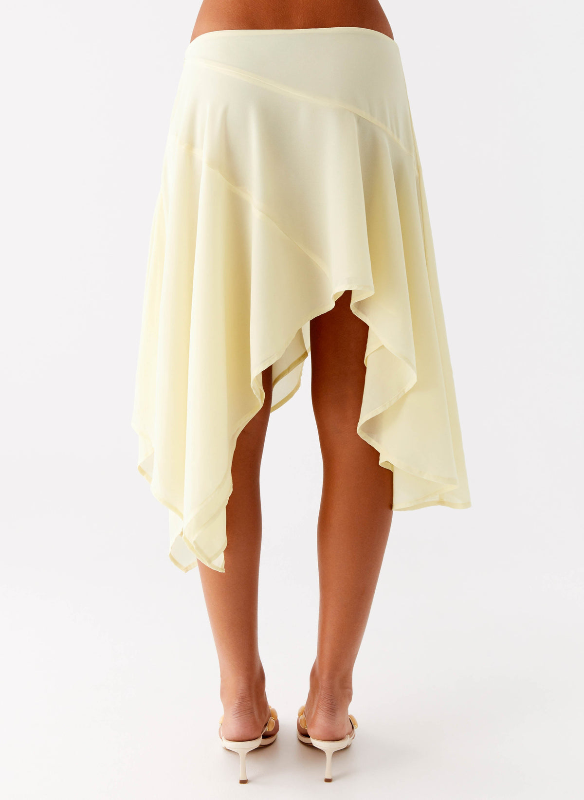 Low-Rise Asymmetrical Midi Skirt - Yellow