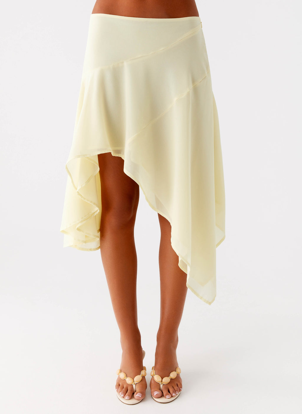 Low-Rise Asymmetrical Midi Skirt - Yellow