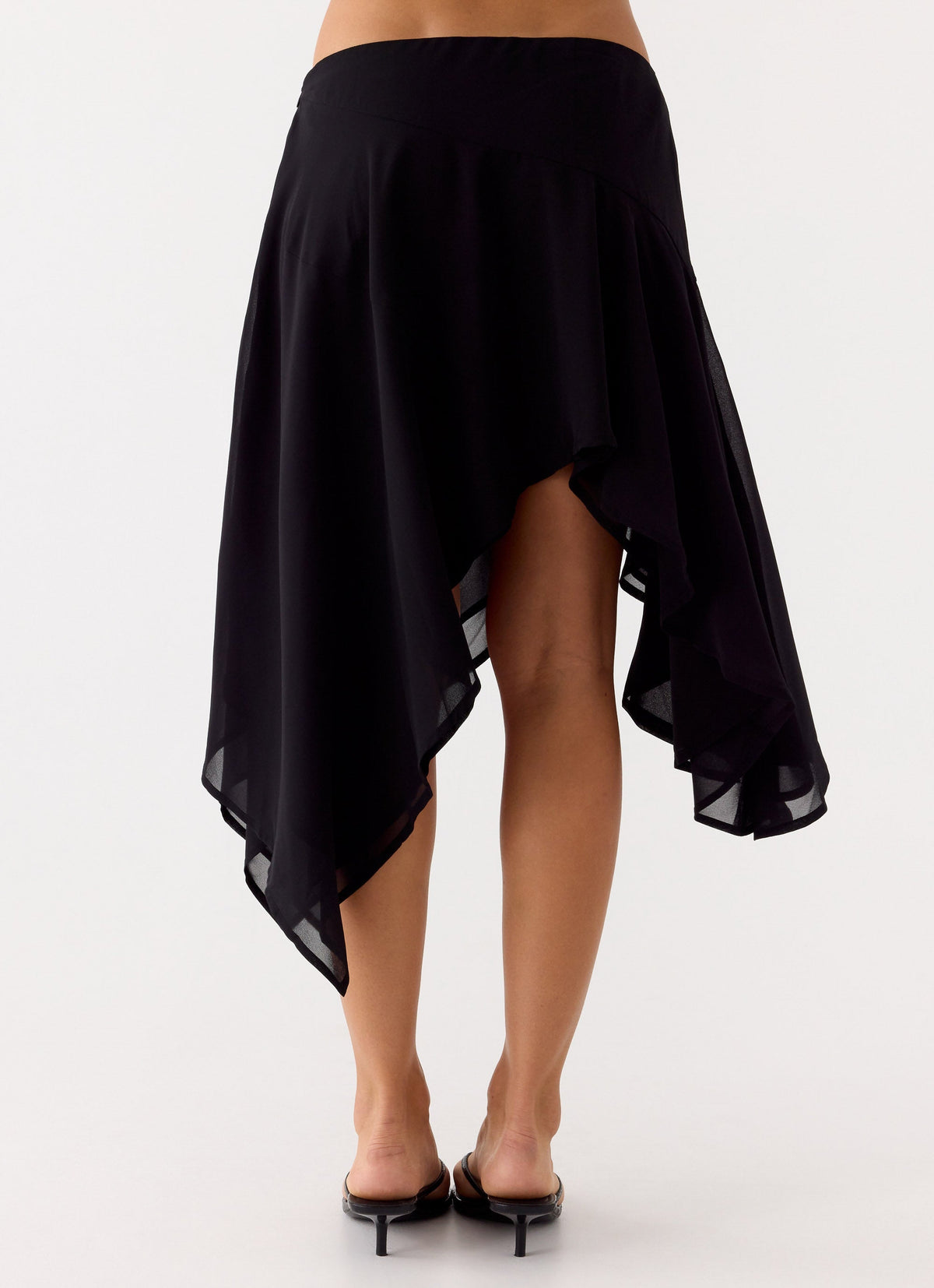 Low-Rise Asymmetrical Midi Skirt - Black