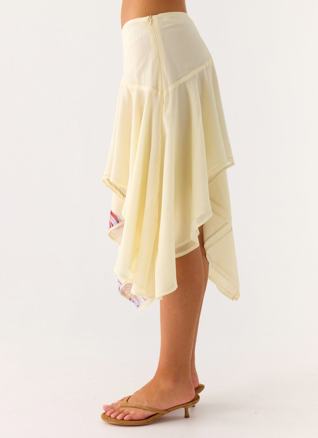 Low-Rise Asymmetrical Midi Skirt - Purple Floral