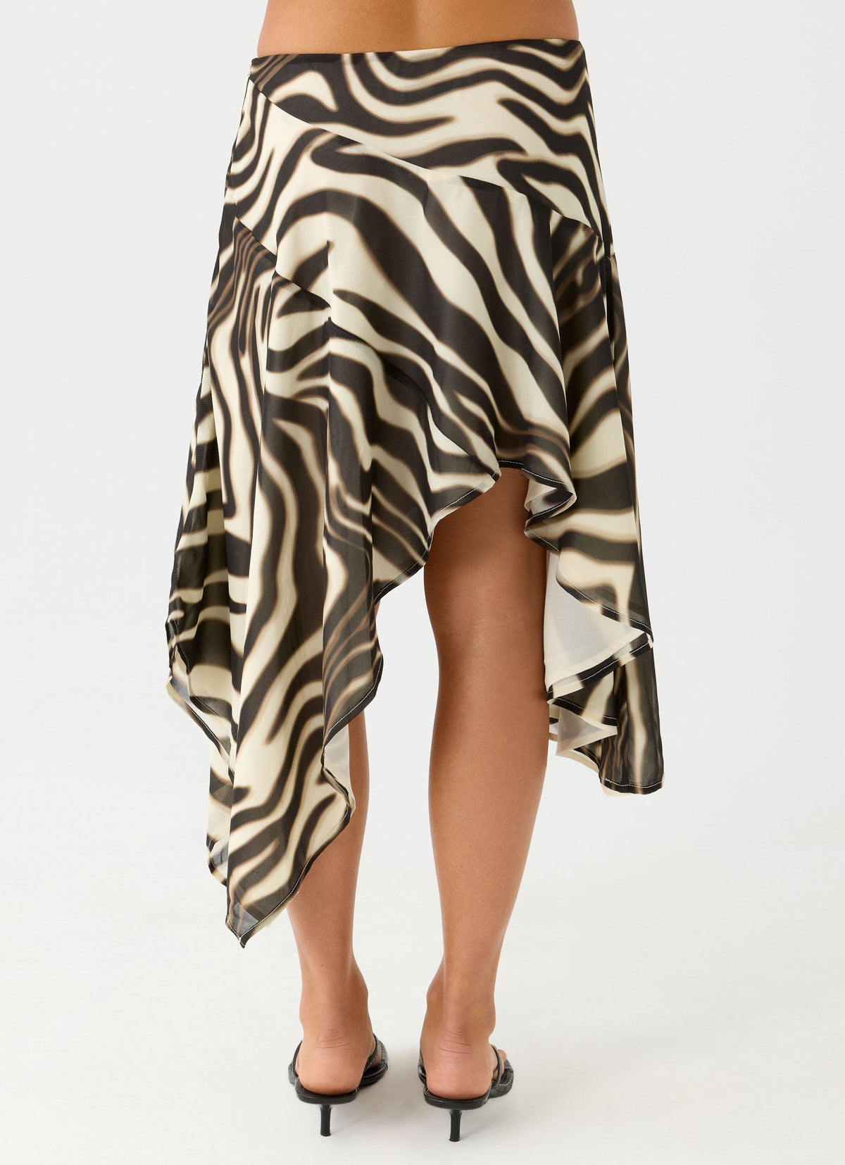 Low-Rise Asymmetrical Midi Skirt - Zebra