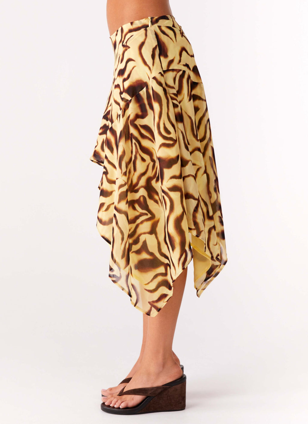 Low-Rise Asymmetrical Midi Skirt - Laguna Print
