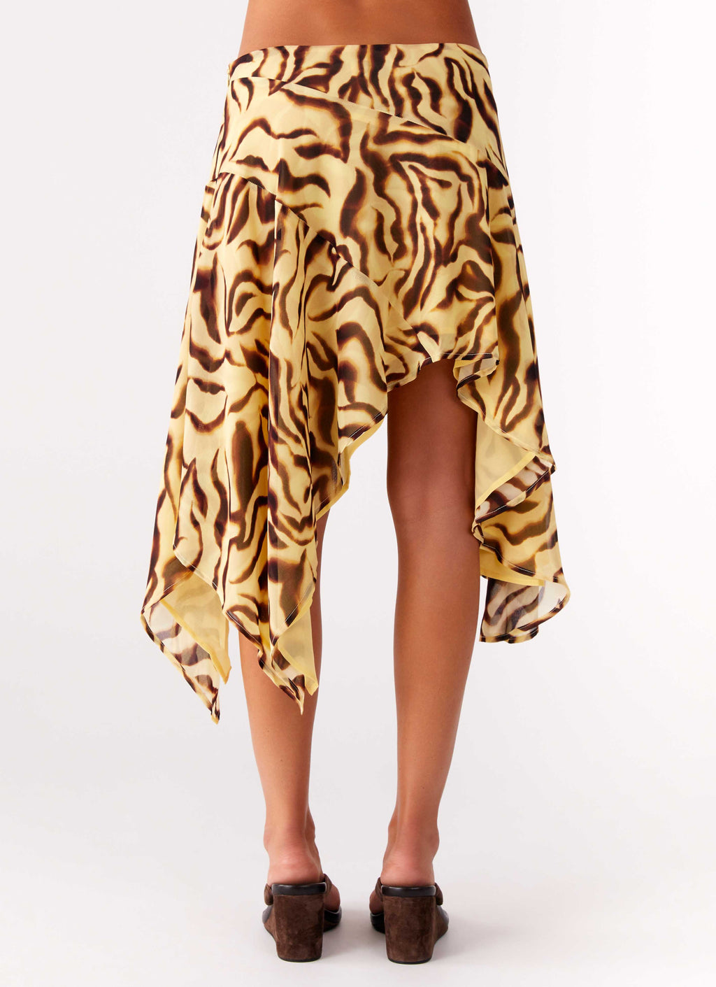 Low-Rise Asymmetrical Midi Skirt - Laguna Print
