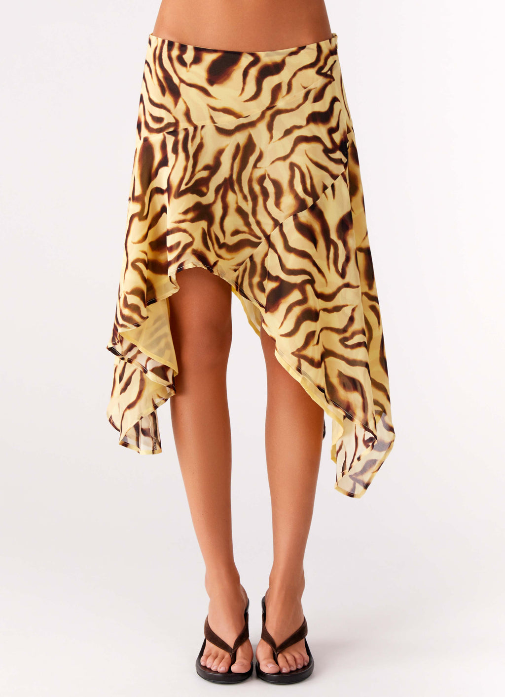 Low-Rise Asymmetrical Midi Skirt - Laguna Print