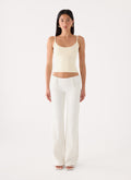 Low-Rise Wide Waistband Bootleg Jeans - White