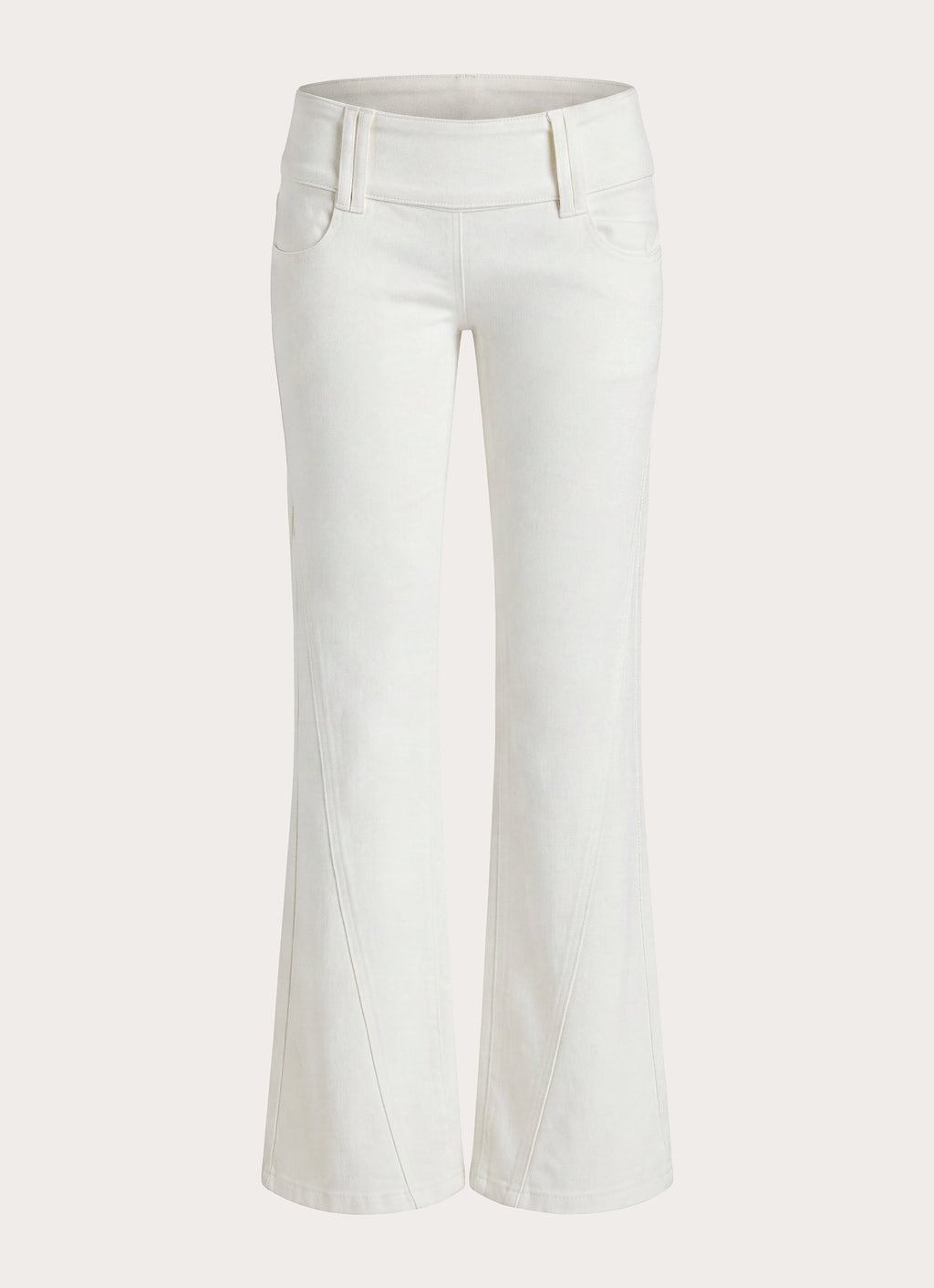 Low-Rise Wide Waistband Bootleg Jeans - White