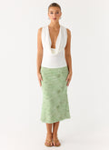 Cowl-Front Criss-Cross Mesh Top - White