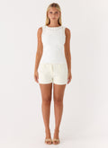 Eyelet Racer Tank Top - Ivory