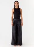 Low-Rise Faux Leather Relaxed-Fit Trousers - Black