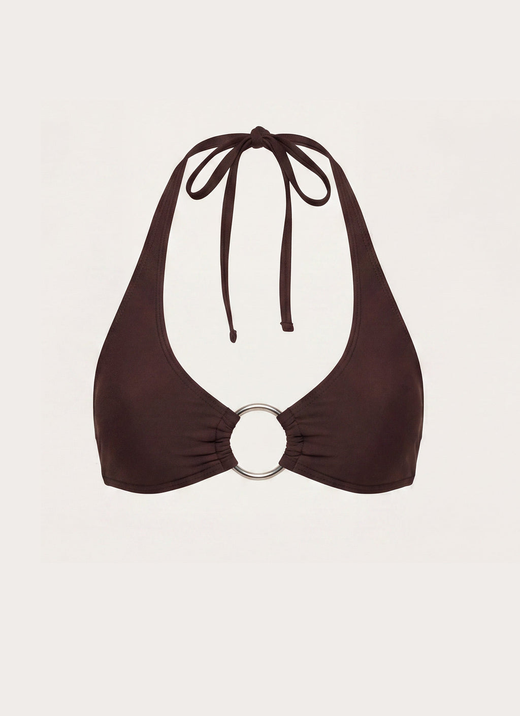 Halter Bikini Top with Ring Hardware - Chocolate