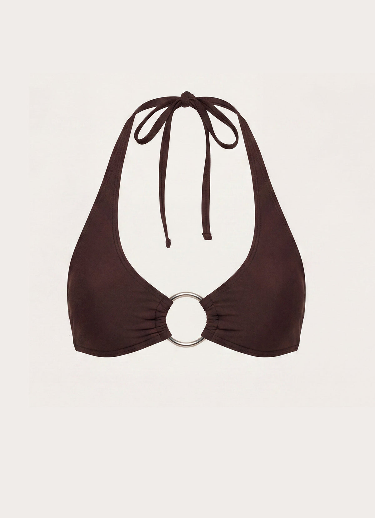 Halter Bikini Top with Ring Hardware - Chocolate
