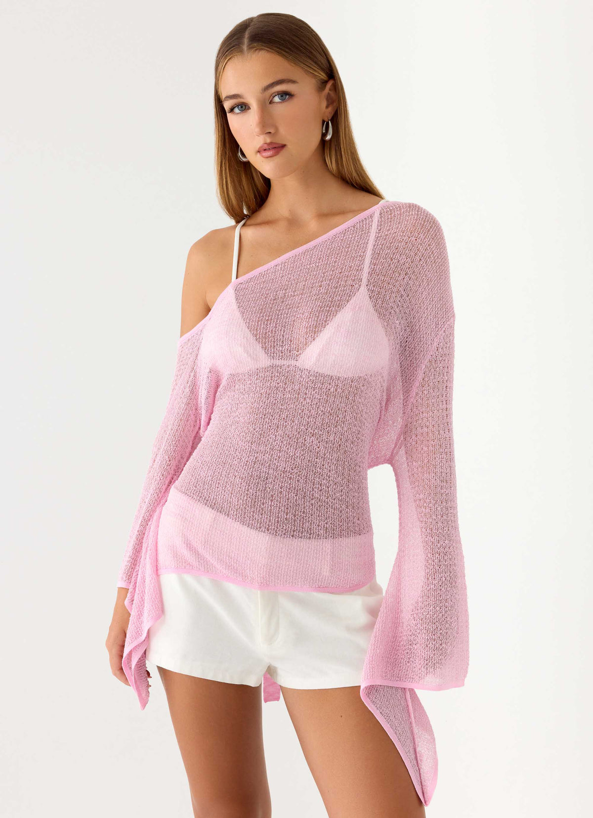 Shimmer Knit Asymmetric Top