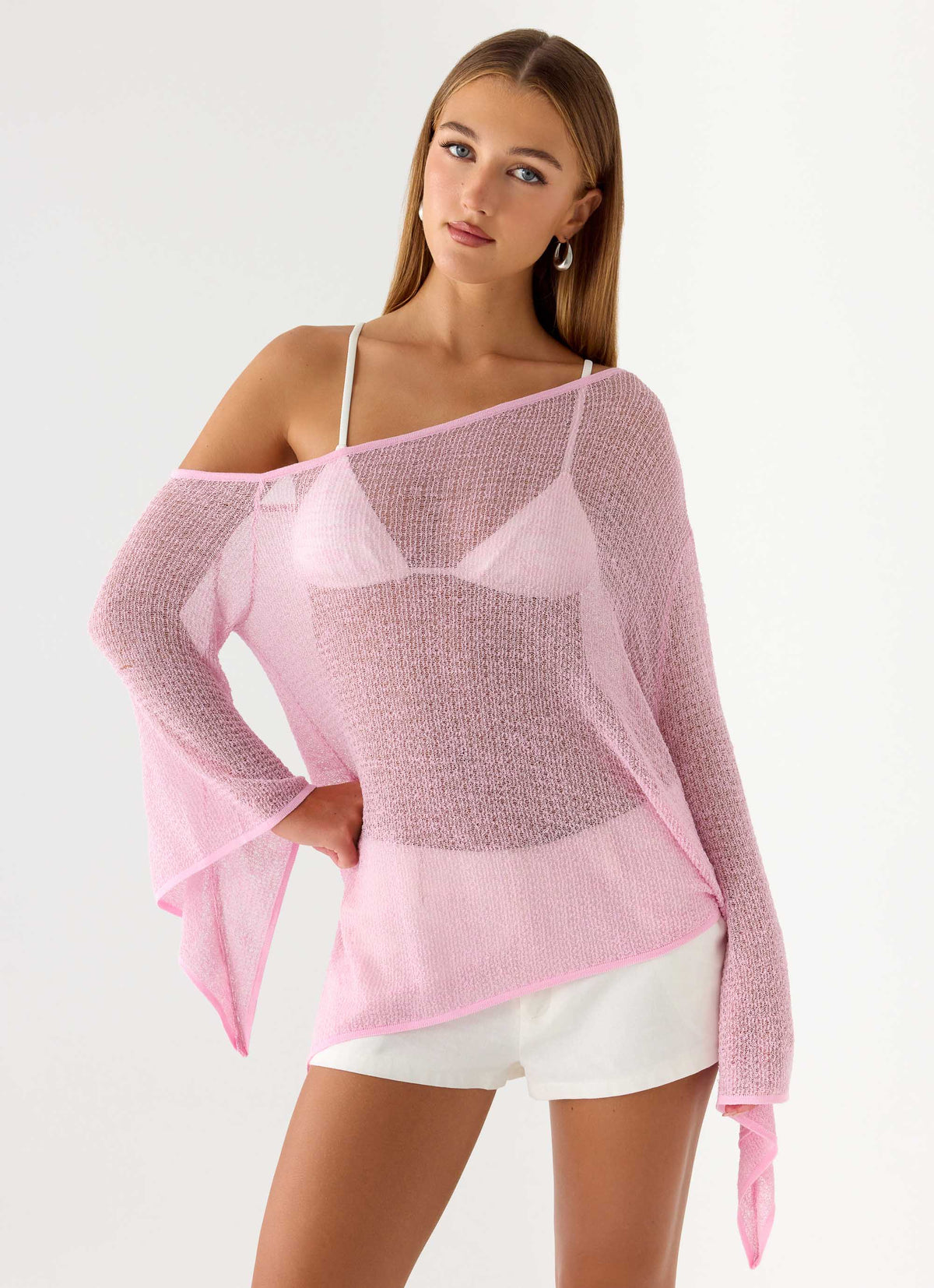 Shimmer Knit Asymmetric Top