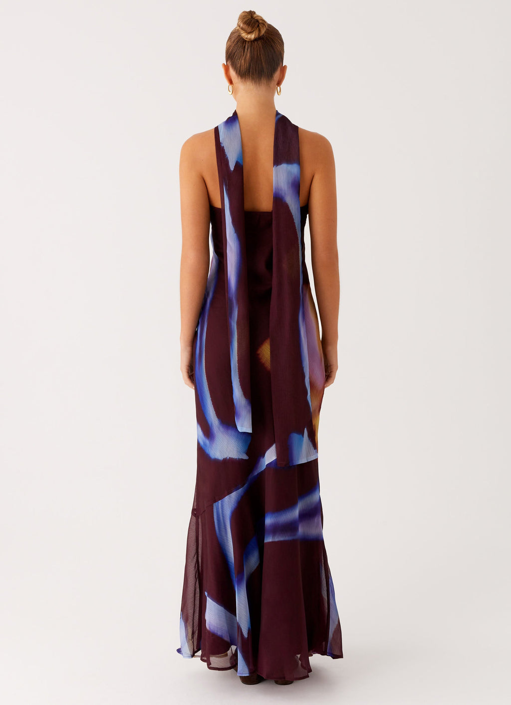 Strapless Brushed Chiffon Maxi Dress - Dark Floral