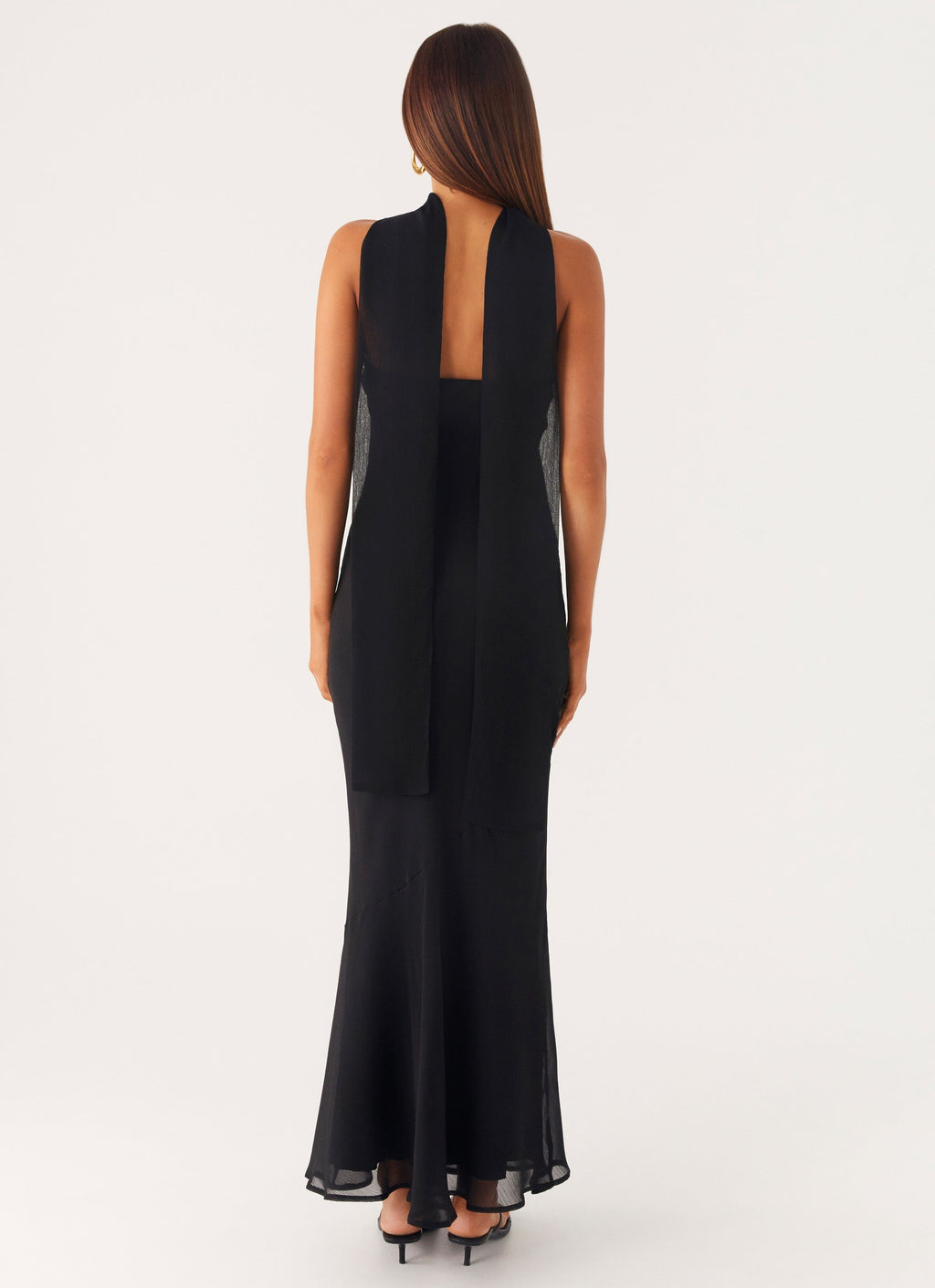 Strapless Brushed Chiffon Maxi Dress - Black