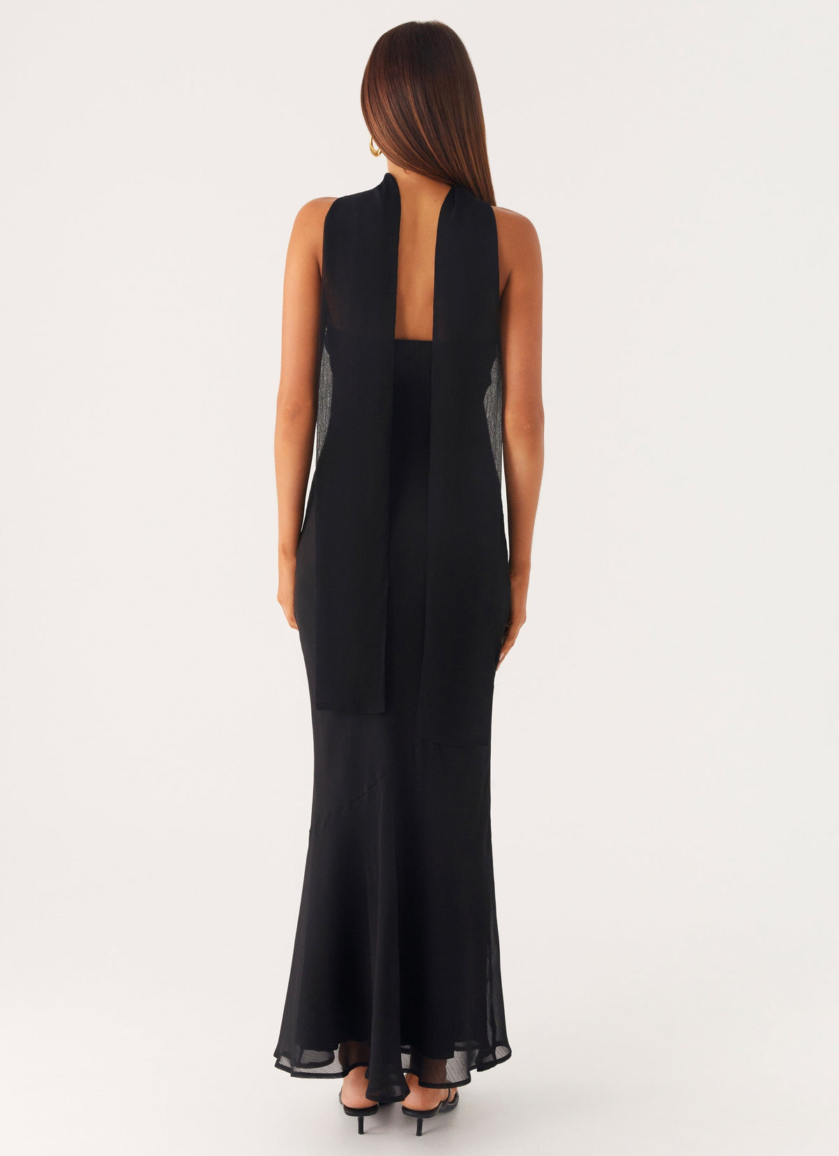Strapless Brushed Chiffon Maxi Dress - Black