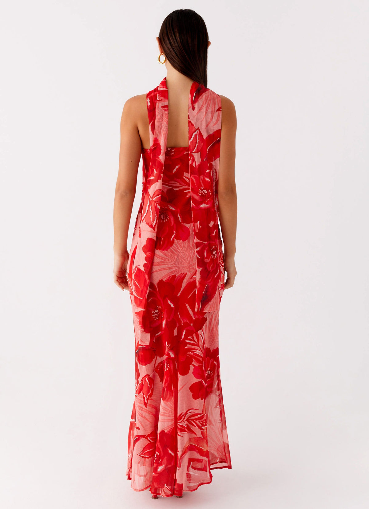 Strapless Brushed Chiffon Maxi Dress - Sicily Sunsets Print