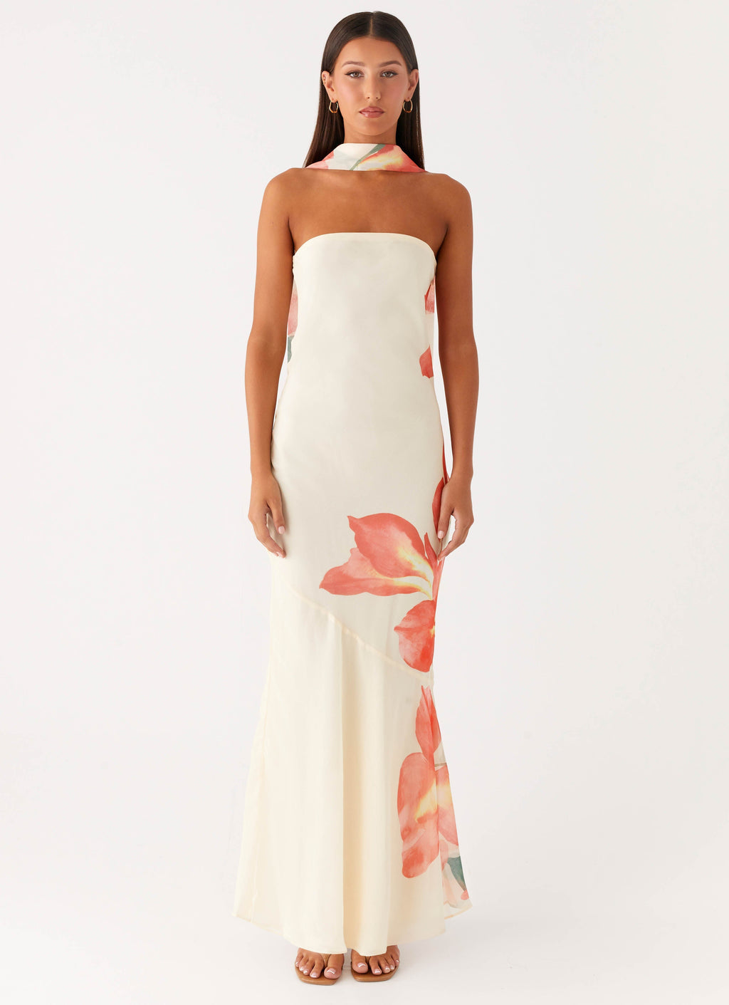 Strapless Brushed Chiffon Maxi Dress - Siena Floral