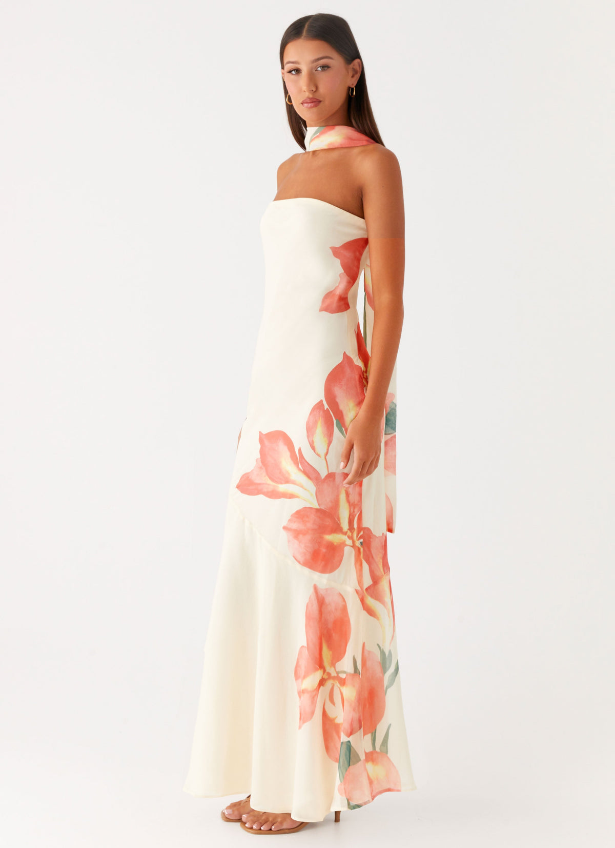 Strapless Brushed Chiffon Maxi Dress - Siena Floral